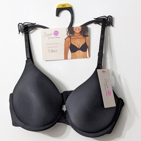 Secret Treasures, Intimates & Sleepwear, Size 34c Black Womens Tshirt Bra  Nwt